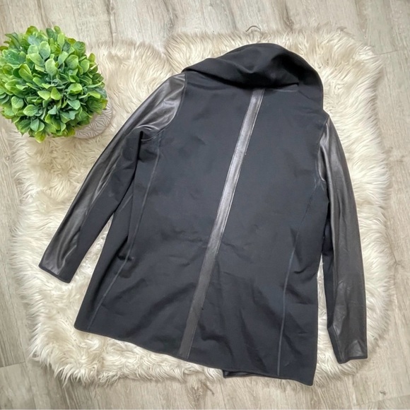 SPANX Black Leather Drape Front Jacket - Picture 8 of 8